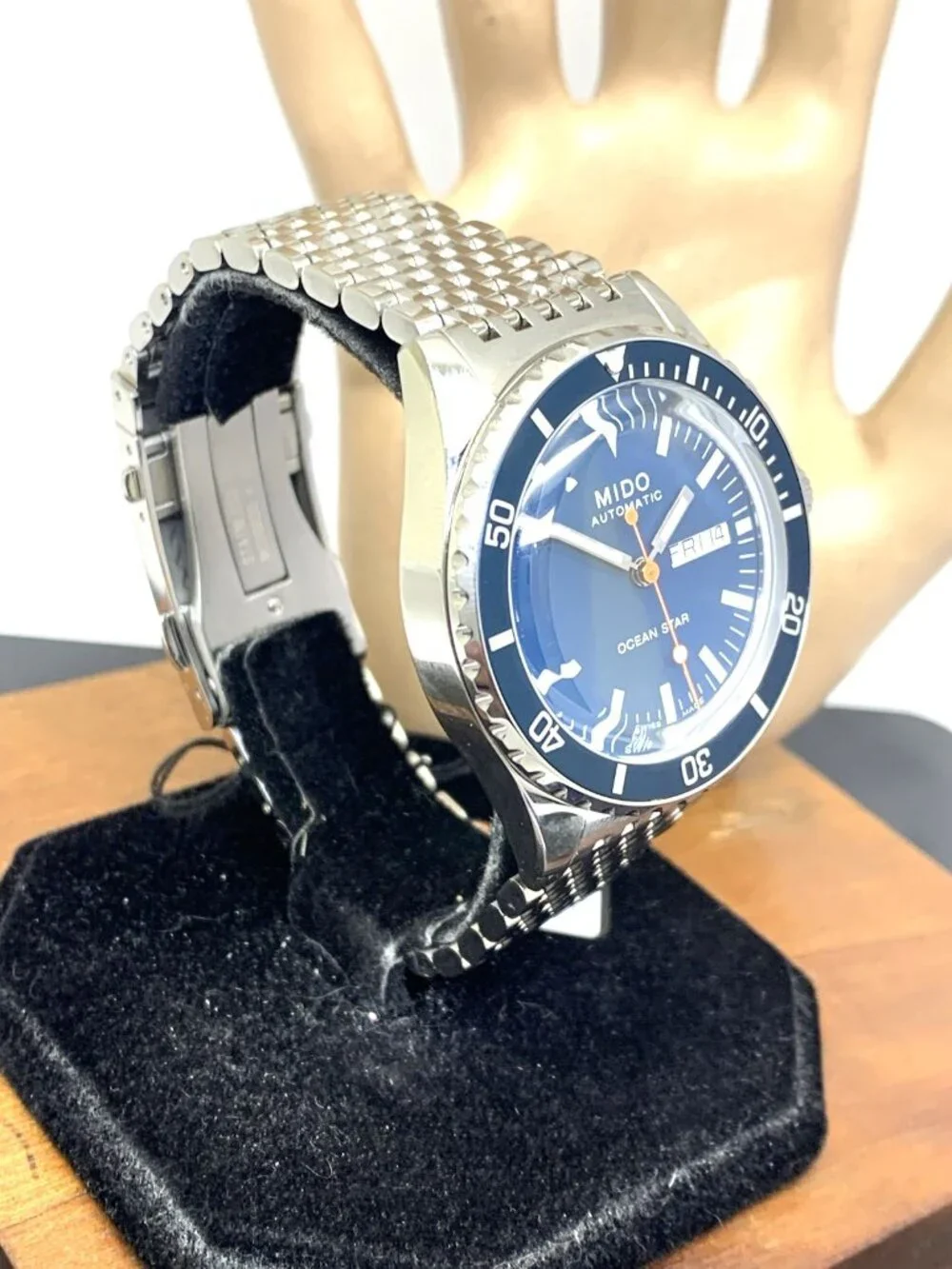 Mido Ocean Star Men's Watch Swiss Automatic Blue Dial Day Date Steel 40.5mm